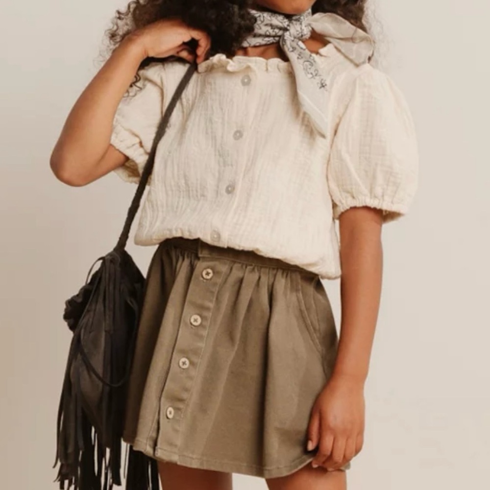 Rylee + Cru Cream Olive Green Skirt